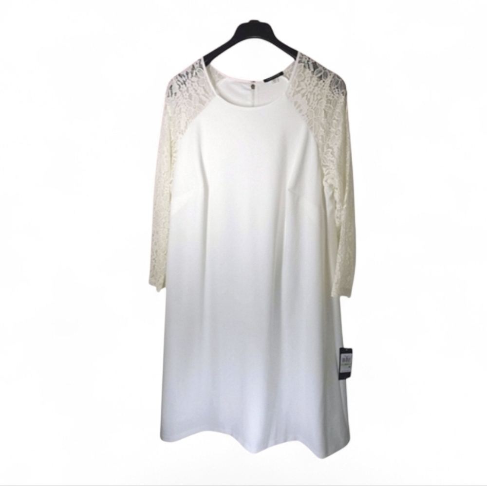 Tommy Hilfiger Lace-Sleeve A-Line Ivory Dress Size 18W NWT - Picture 3 of 15